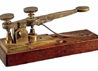 Llave telegráfica construida por Alfred Vail y utilizada por Samuel Morse en 1844.