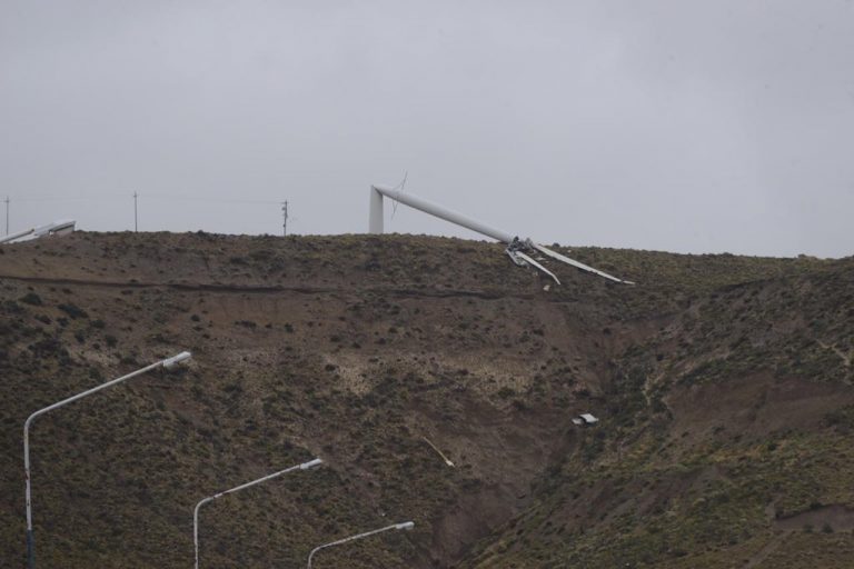 Se quebró un molino del Parque Eólico “Antonio Morán” en Comodoro Rivadavia