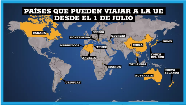 La Unión Europea permite viajes de 15 países. Únicos americanos: Canadá y Uruguay