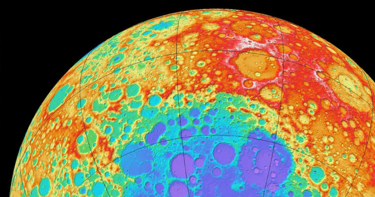 Detectan una masa metalica bajo el mayor crater de la Luna