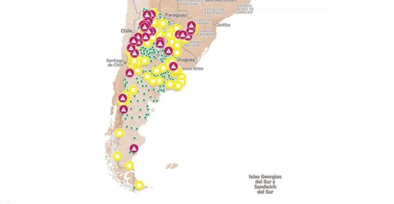 El mapa indica la concentración de tierras de propiedad extranjera en Argentina