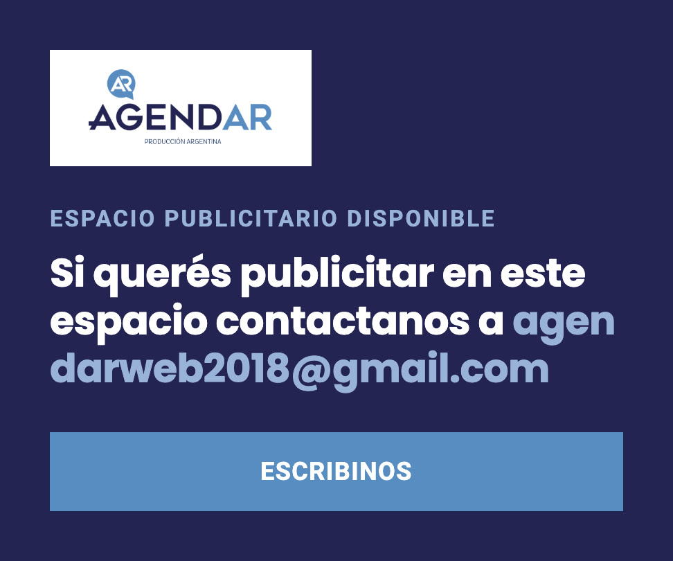 Espacio publicitario disponible en AgendAR. Escribinos a agendarweb2018@gmail.com